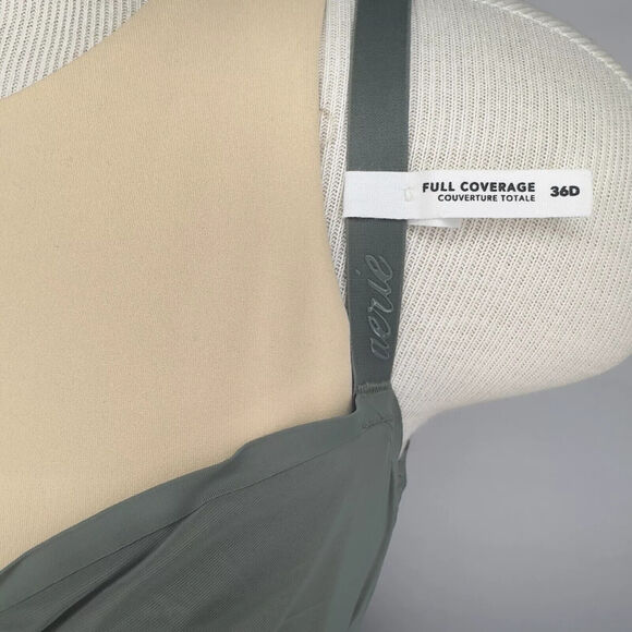 Smoothez by Aerie Bra Full Coverage Sheer Mesh Unlined Underwire In Sage 36D NEW - Picture 3 of 10